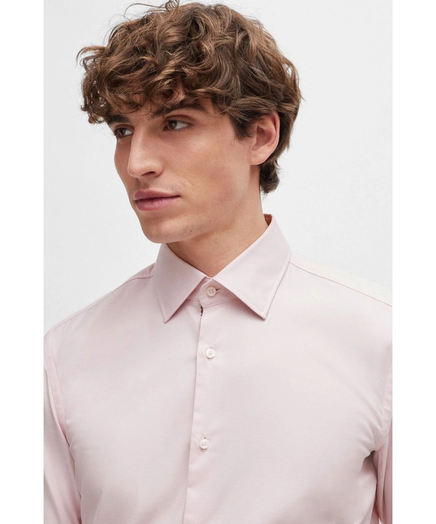 Hugo Boss Mens H-hank-kent-c6-242 Long Sleeved Shirt Light Pastel Pink - Size 17.5 inch